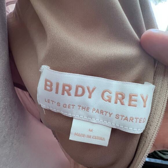 Birdy Grey Hannah Maxi Ruffle Sleeve Dress M in Crepe Taupe Bridesmaid Wedding - Picture 7 of 8